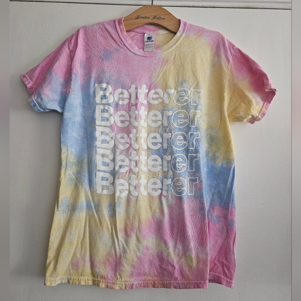 Betterer Select Women's Pink Pastel Tie Dye Cotton T-shirt Size Large